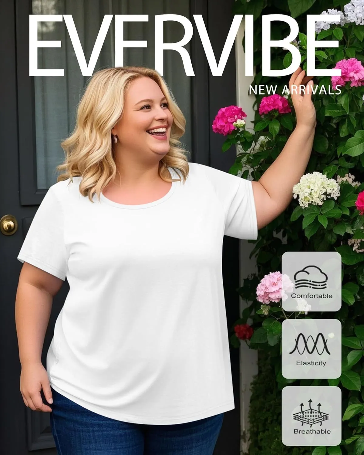 3 Pack Women's Plus Size Cotton Shirts, Scoop Neck Short Sleeve Casual Tops Summer Basic Tunic Tees