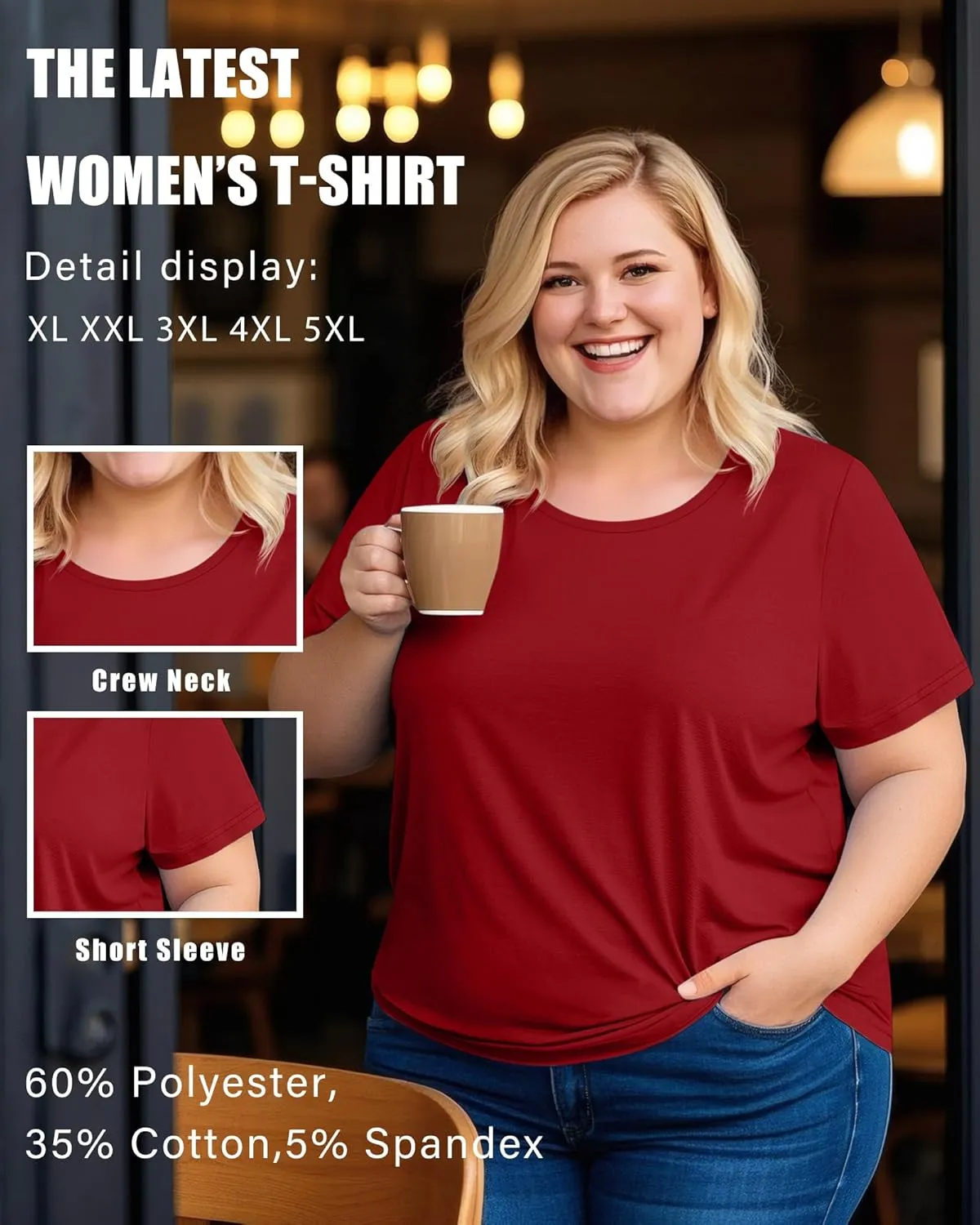 3 Pack Women's Plus Size Cotton Shirts, Scoop Neck Short Sleeve Casual Tops Summer Basic Tunic Tees