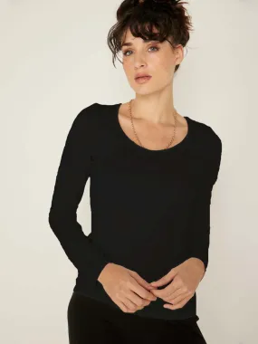 Bamboo V Neck L/S Tee - Black