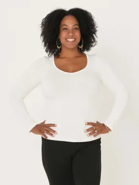 Bamboo V Neck L/S Tee - Cream