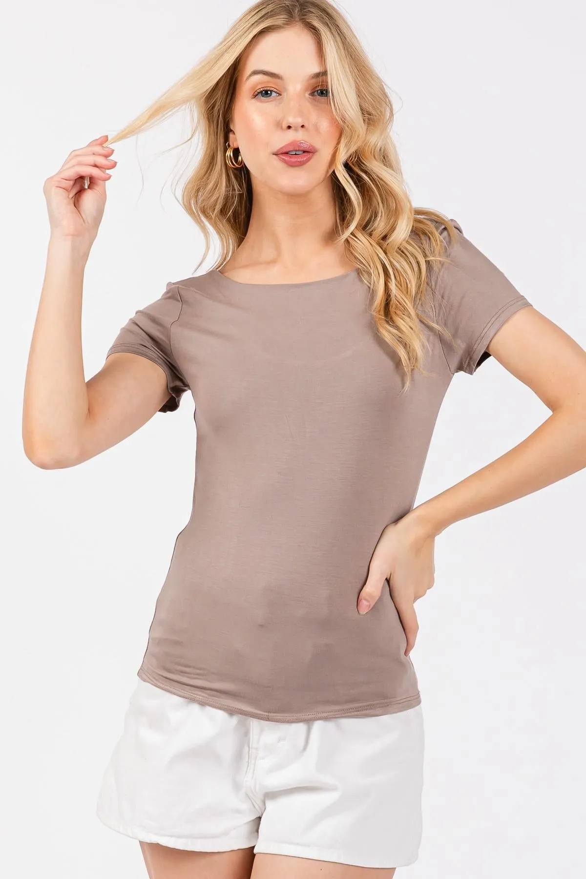 Canyon Breeze Double Layer Slimming Tee, Mocha