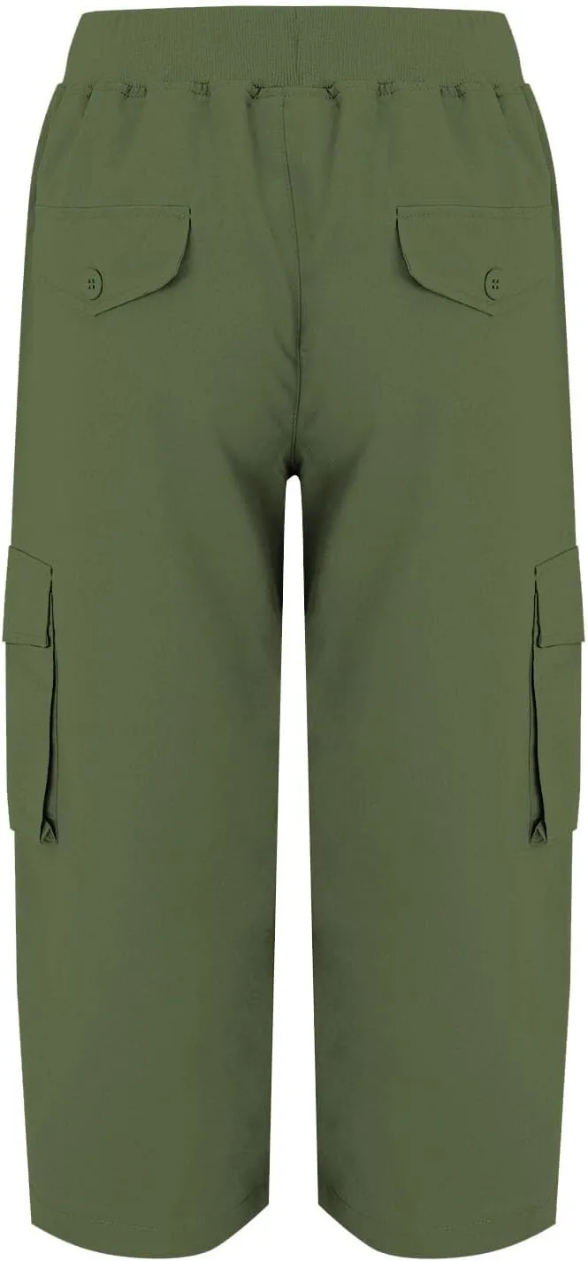 Cargo Capris for Women Casual Summer Drawstring Waisted Hiking Jogger Capris Dressy Lightweight Loose Fit Cargo Pants