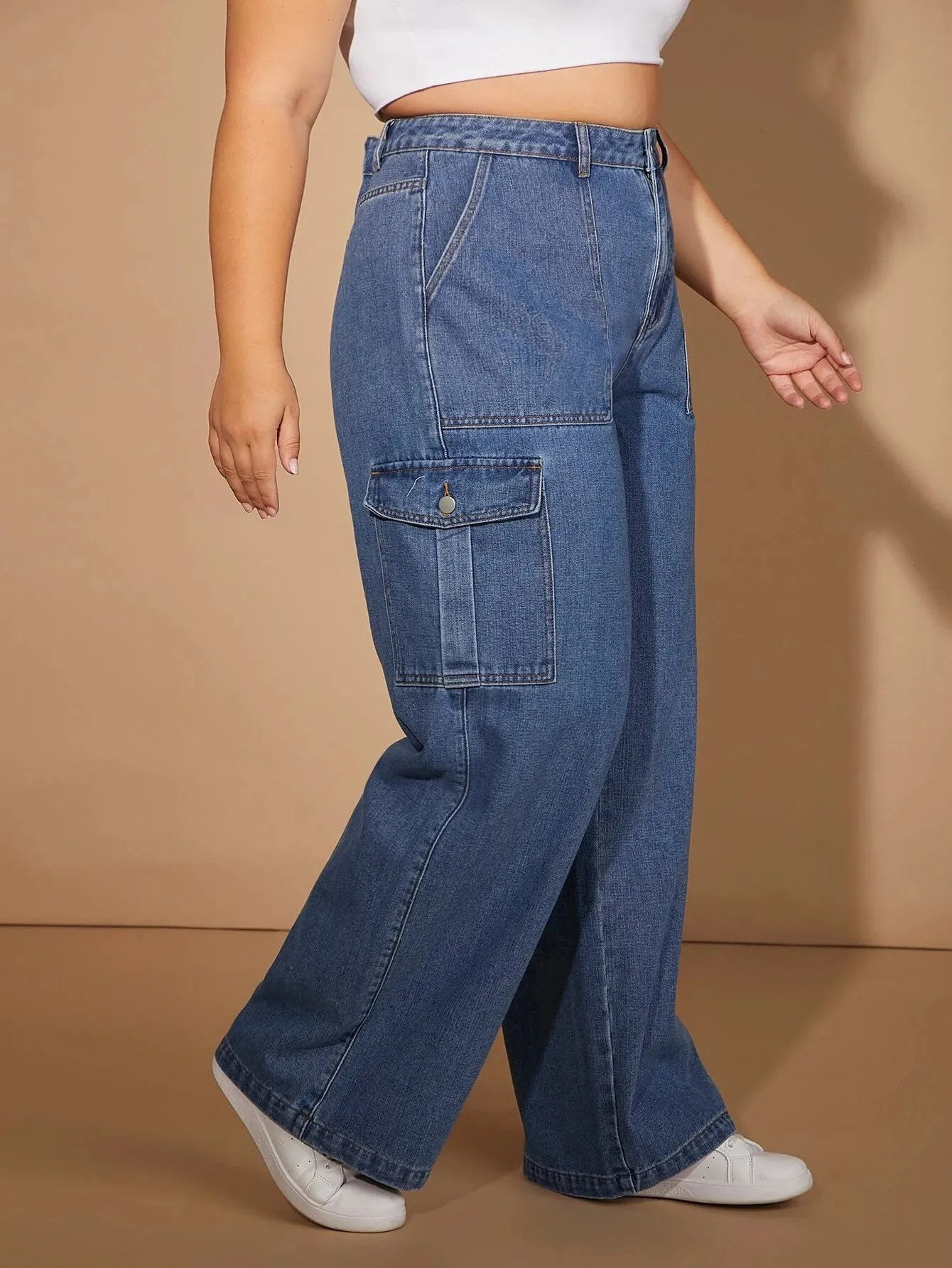 Cargo Jeans With Additional Flap Pocket Detail