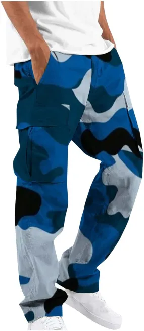 Cargo Pants for Men Relaxed Fit Casual Camo Pants Lightweight Straight Cargo Sweatpants Outdoor Work Hiking Joggers