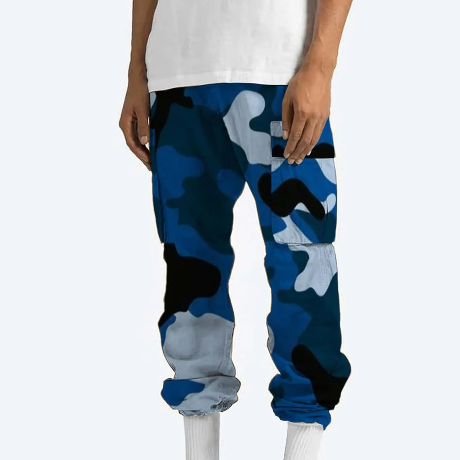 Cargo Pants for Men Relaxed Fit Casual Camo Pants Lightweight Straight Cargo Sweatpants Outdoor Work Hiking Joggers