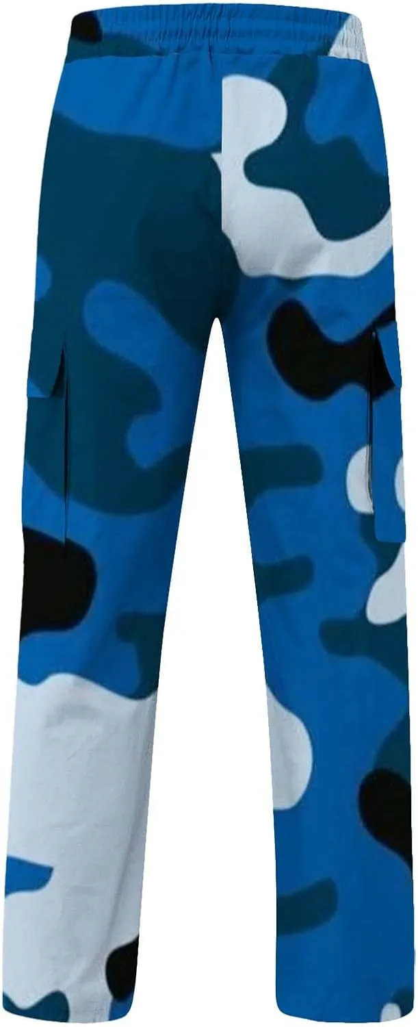 Cargo Pants for Men Relaxed Fit Casual Camo Pants Lightweight Straight Cargo Sweatpants Outdoor Work Hiking Joggers