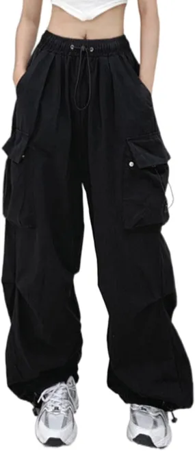 Cargo Pants Women Y2k Baggy Pants Low Waist Parachute Pants Joggers Cargo Sweatpants with Pockets Hippie Pants Y2k Streetwear
