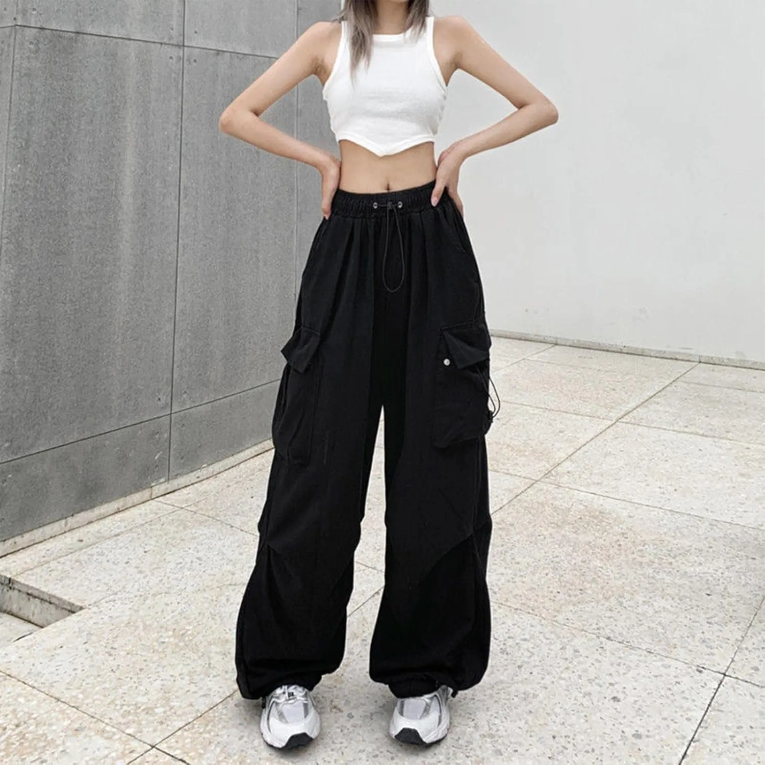 Cargo Pants Women Y2k Baggy Pants Low Waist Parachute Pants Joggers Cargo Sweatpants with Pockets Hippie Pants Y2k Streetwear