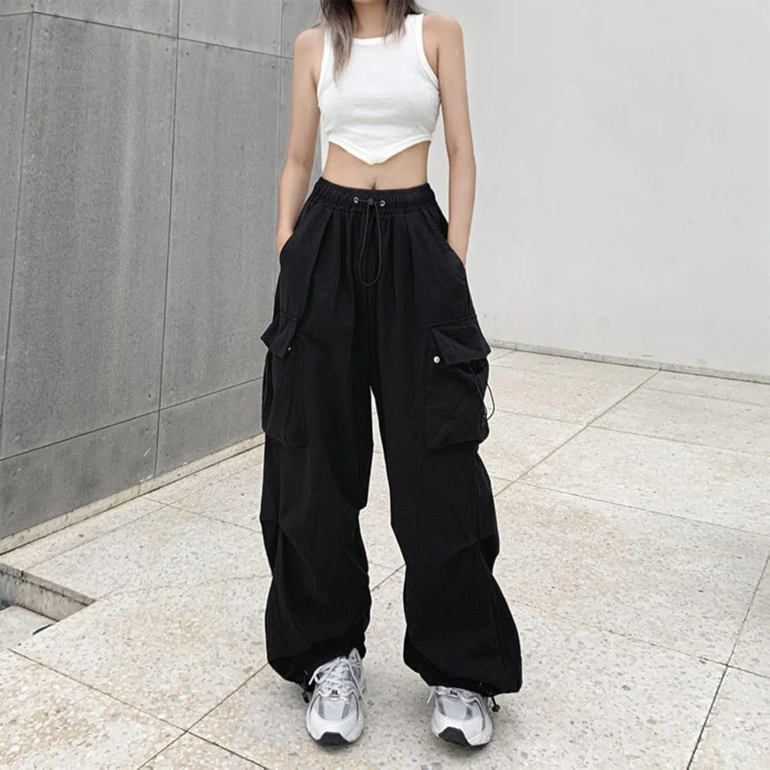 Cargo Pants Women Y2k Baggy Pants Low Waist Parachute Pants Joggers Cargo Sweatpants with Pockets Hippie Pants Y2k Streetwear