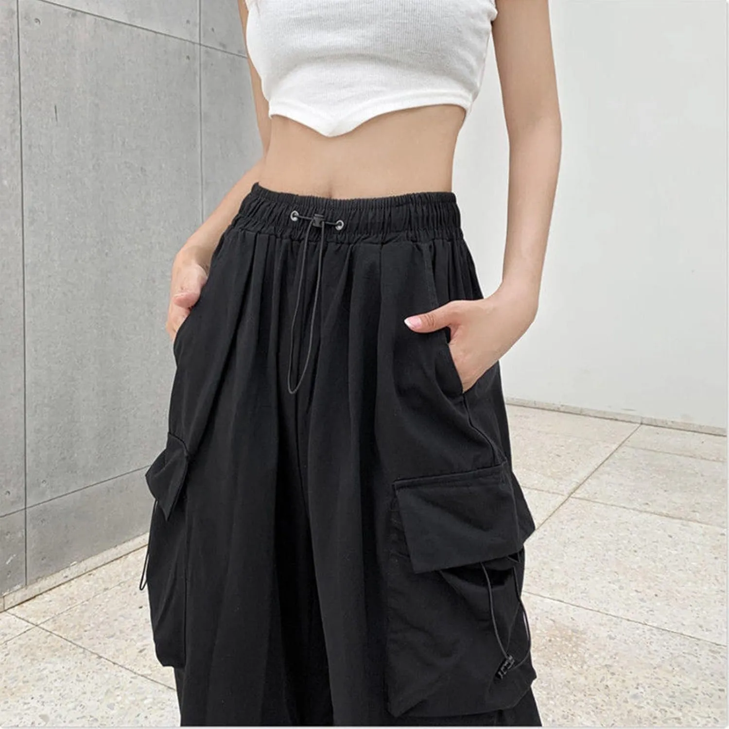 Cargo Pants Women Y2k Baggy Pants Low Waist Parachute Pants Joggers Cargo Sweatpants with Pockets Hippie Pants Y2k Streetwear