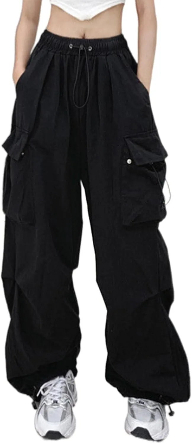 Cargo Pants Women Y2k Baggy Pants Low Waist Parachute Pants Joggers Cargo Sweatpants with Pockets Hippie Pants Y2k Streetwear