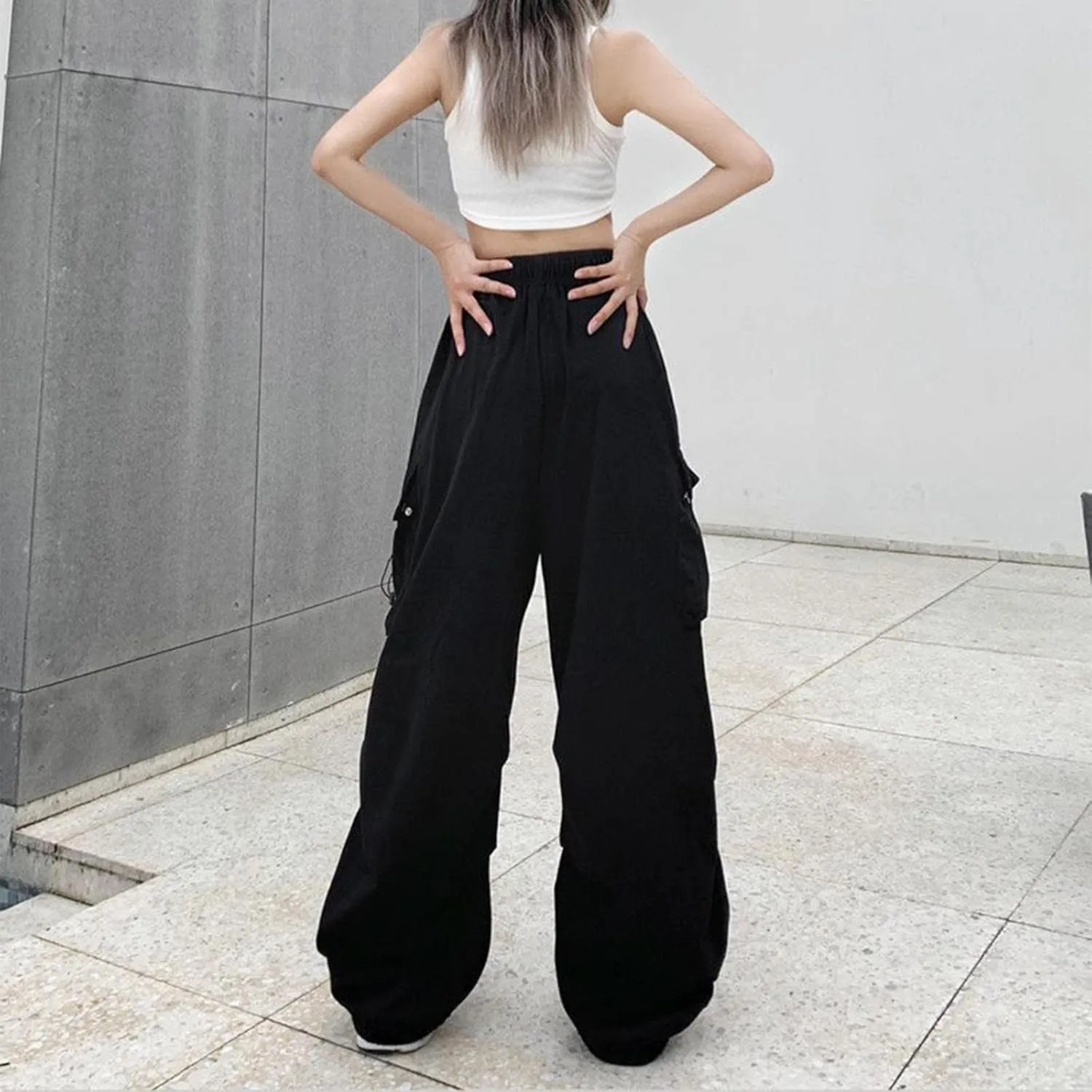 Cargo Pants Women Y2k Baggy Pants Low Waist Parachute Pants Joggers Cargo Sweatpants with Pockets Hippie Pants Y2k Streetwear