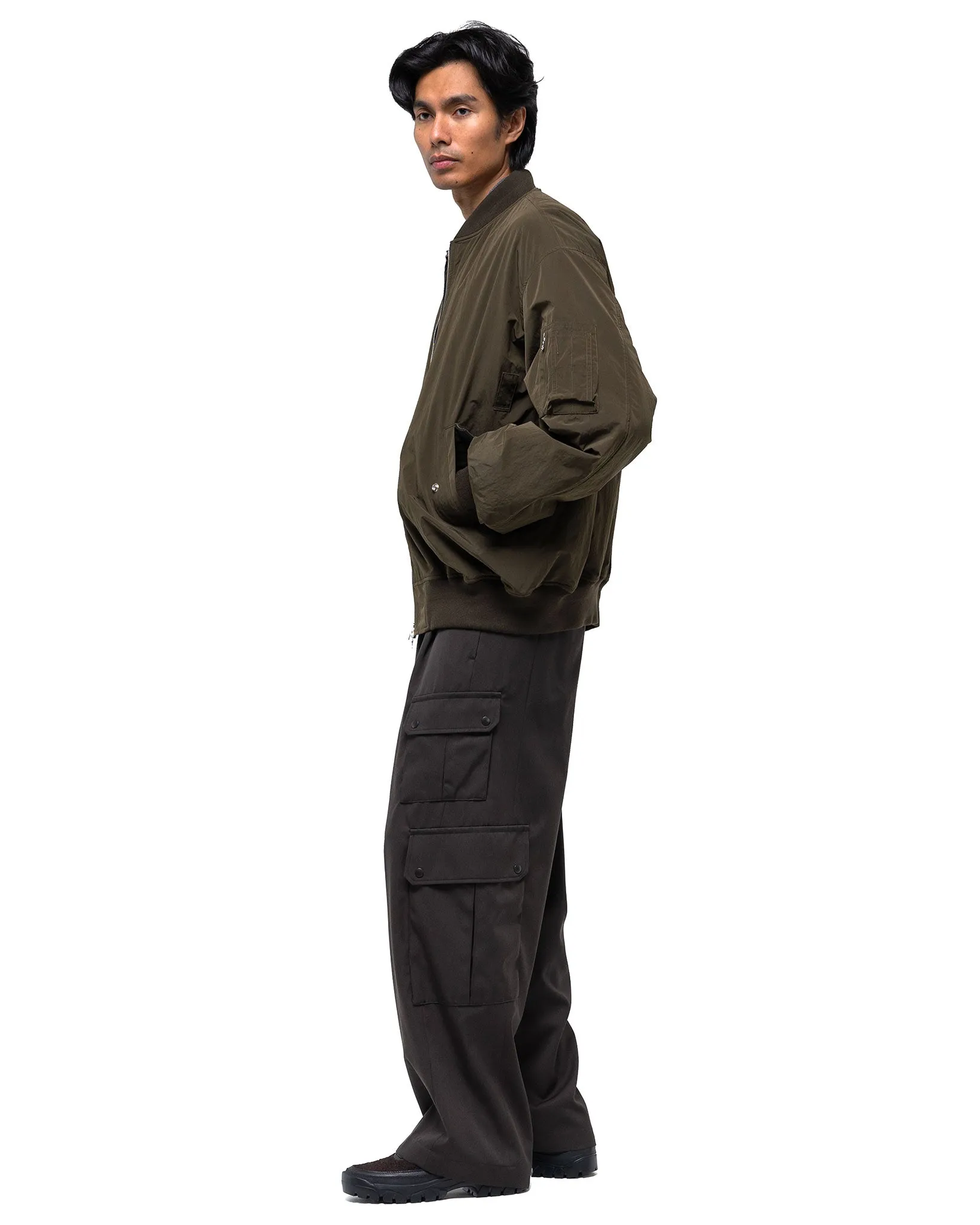 Cargo Pocket Wide Easy Trousers Grey Khaki