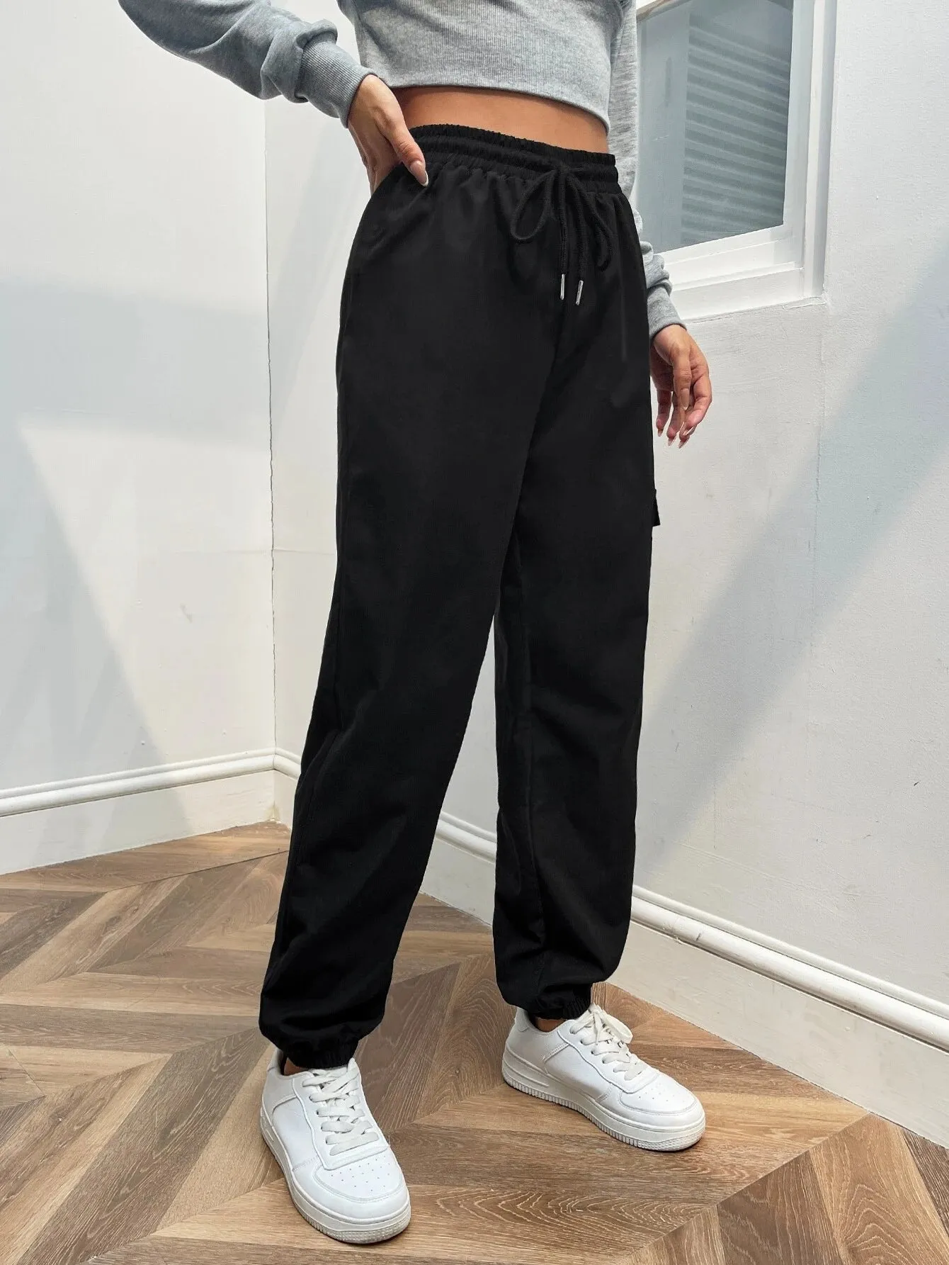 Casual Waist Flap Pocket Cargo Pants