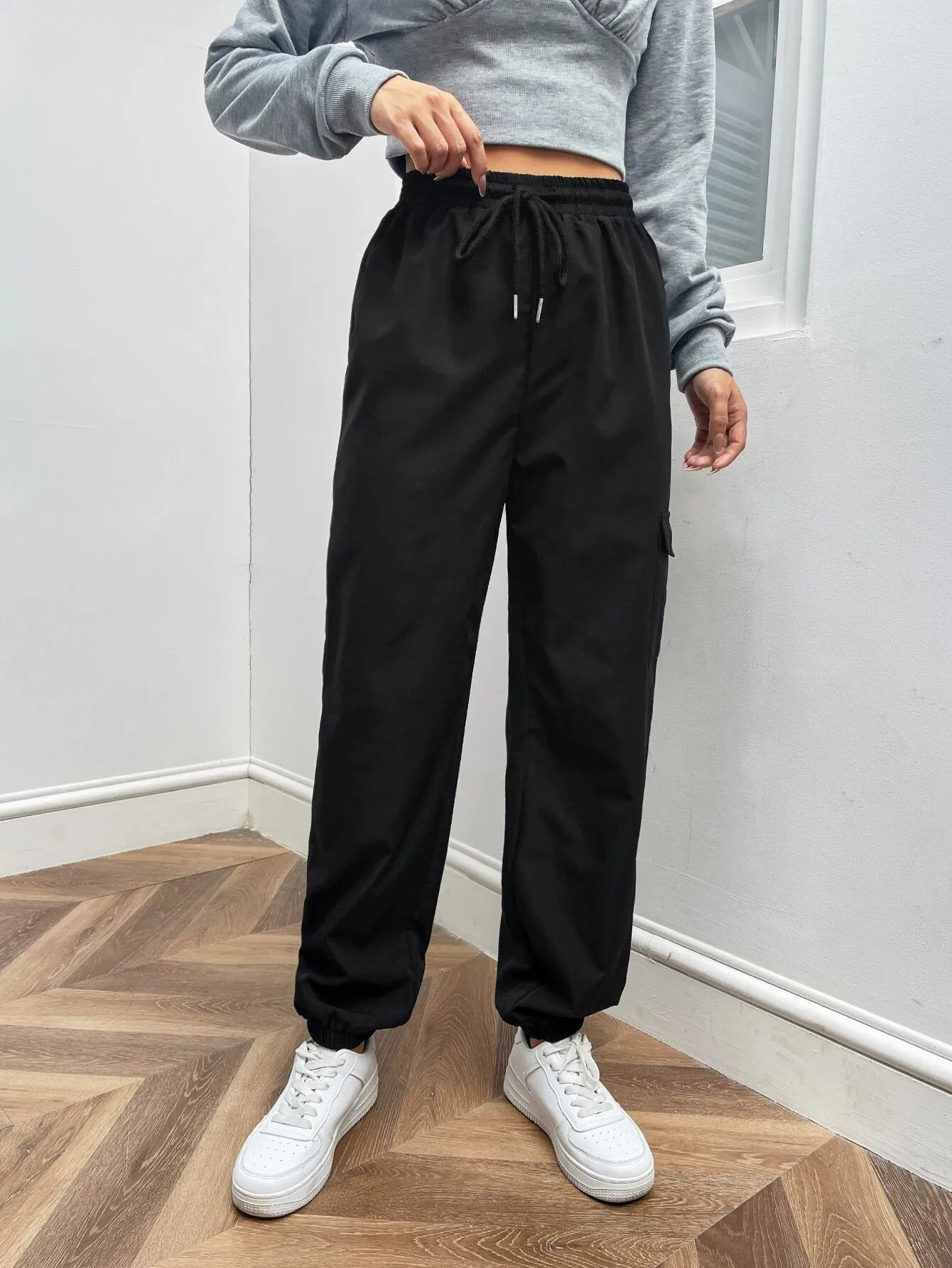 Casual Waist Flap Pocket Cargo Pants