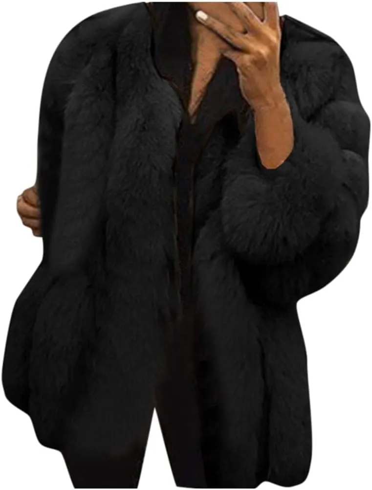ChicCrate Womens Jacket Warm Fleece Teddy Fuzzy Wool Biker Fur Jackets Coats Loose Sherpa Outerwear Cardigan