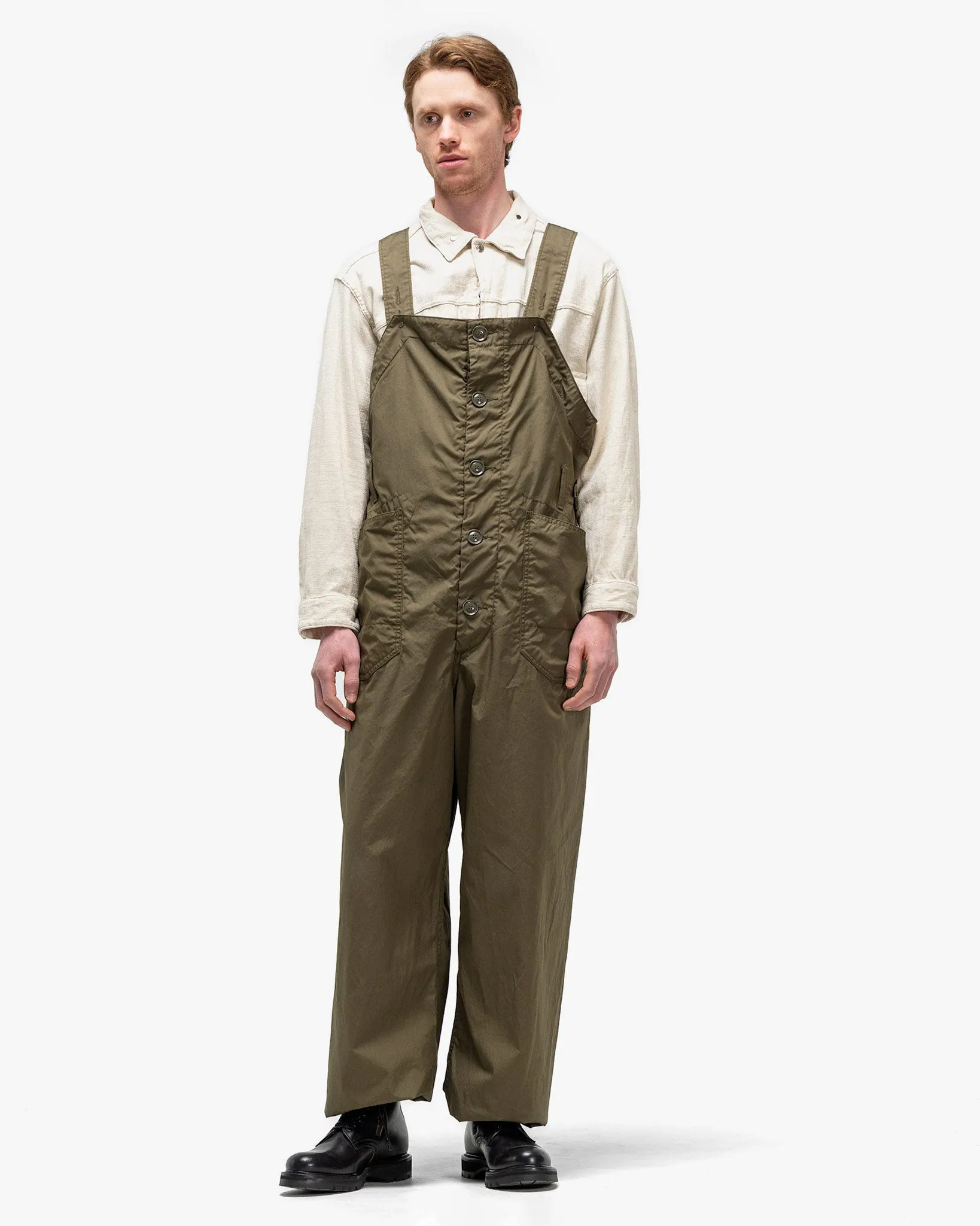 Coated Cotton Cloth Overalls Olive