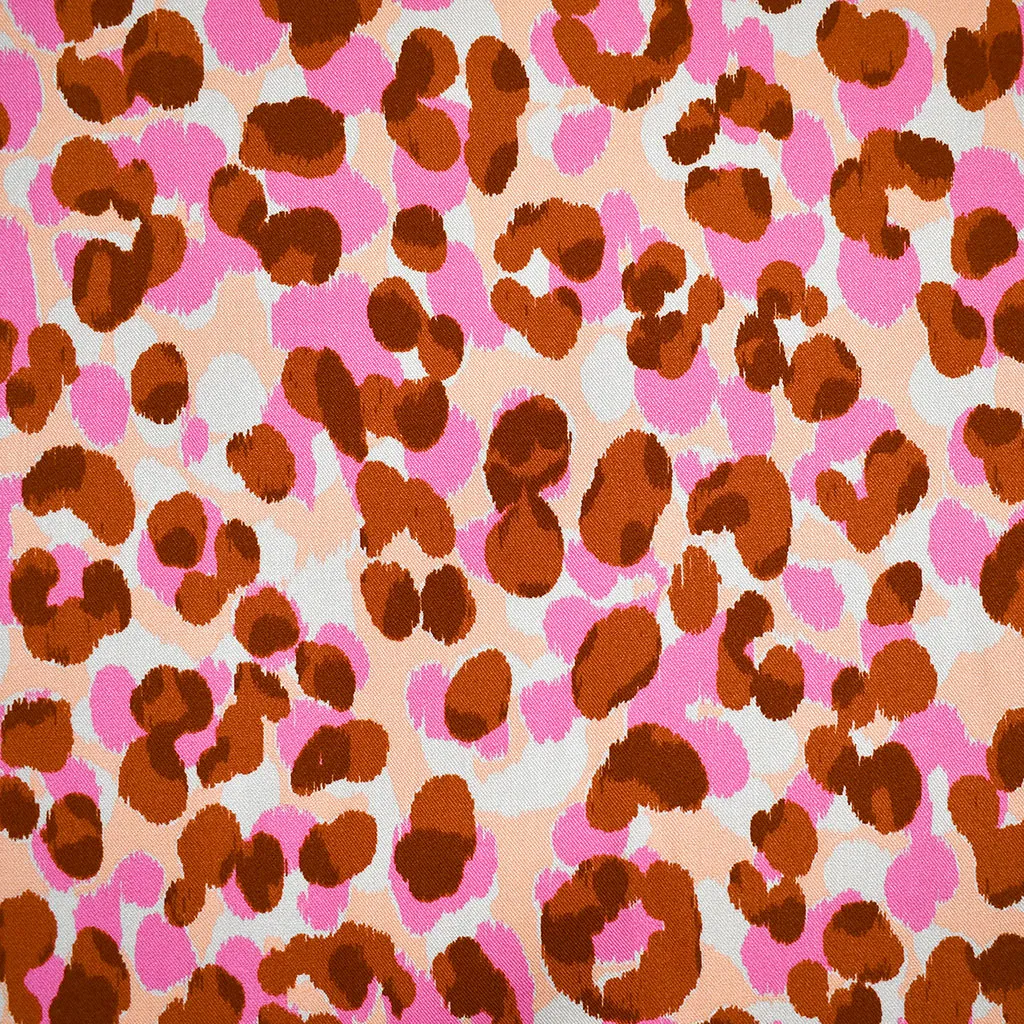 Designer Colorful Layered Animal Spot Rayon Challis Pink/Rust
