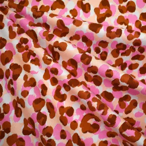 Designer Colorful Layered Animal Spot Rayon Challis Pink/Rust