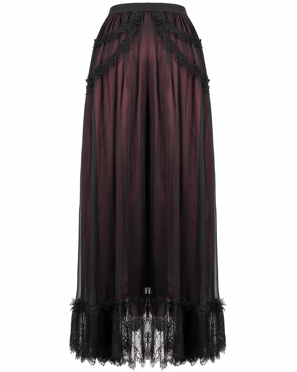 Devil Fashion Gothic Courtesan Layered Bustle Skirt - Red & Black