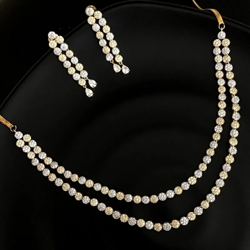 Gold Zircon/AD Necklace Set 7612-1200