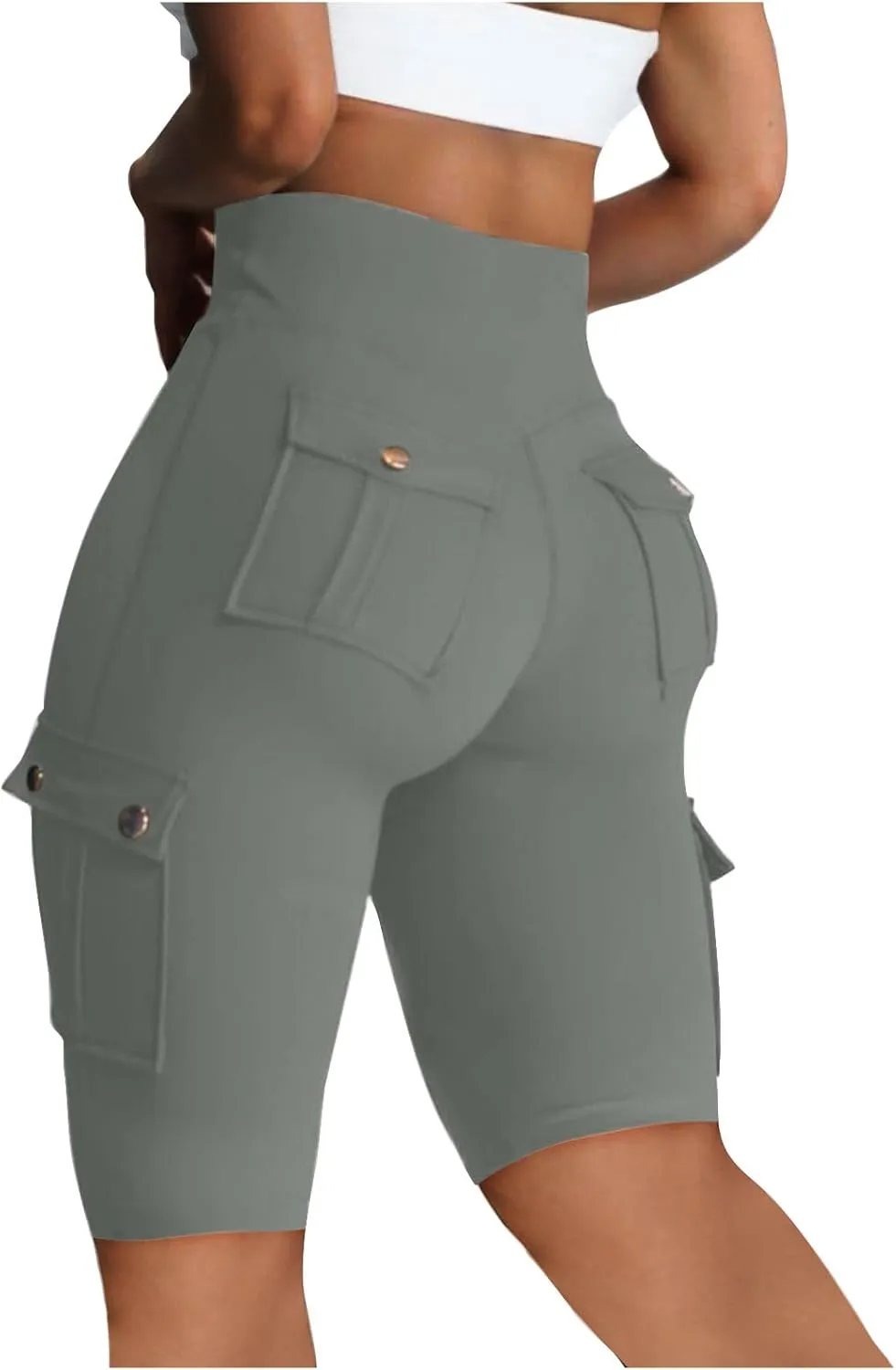Hvyesh Biker Shorts Women, Tummy Control, High Waisted Short Leggings Knee Length, Womens Gym Workout Long Shorts