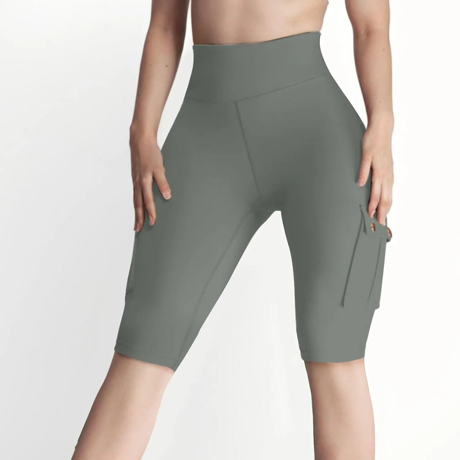 Hvyesh Biker Shorts Women, Tummy Control, High Waisted Short Leggings Knee Length, Womens Gym Workout Long Shorts