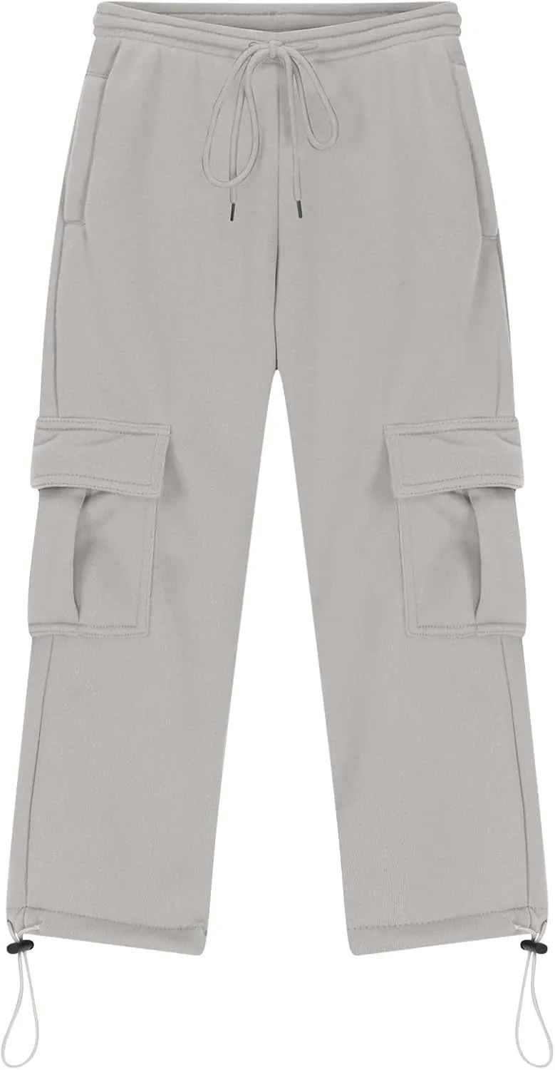 Kids Boys Cargo Sweatpants Toddler Boys' Casual Drawstring Elastic Waist Sweat Pants Baggy Sweatpants 1Pcs Set