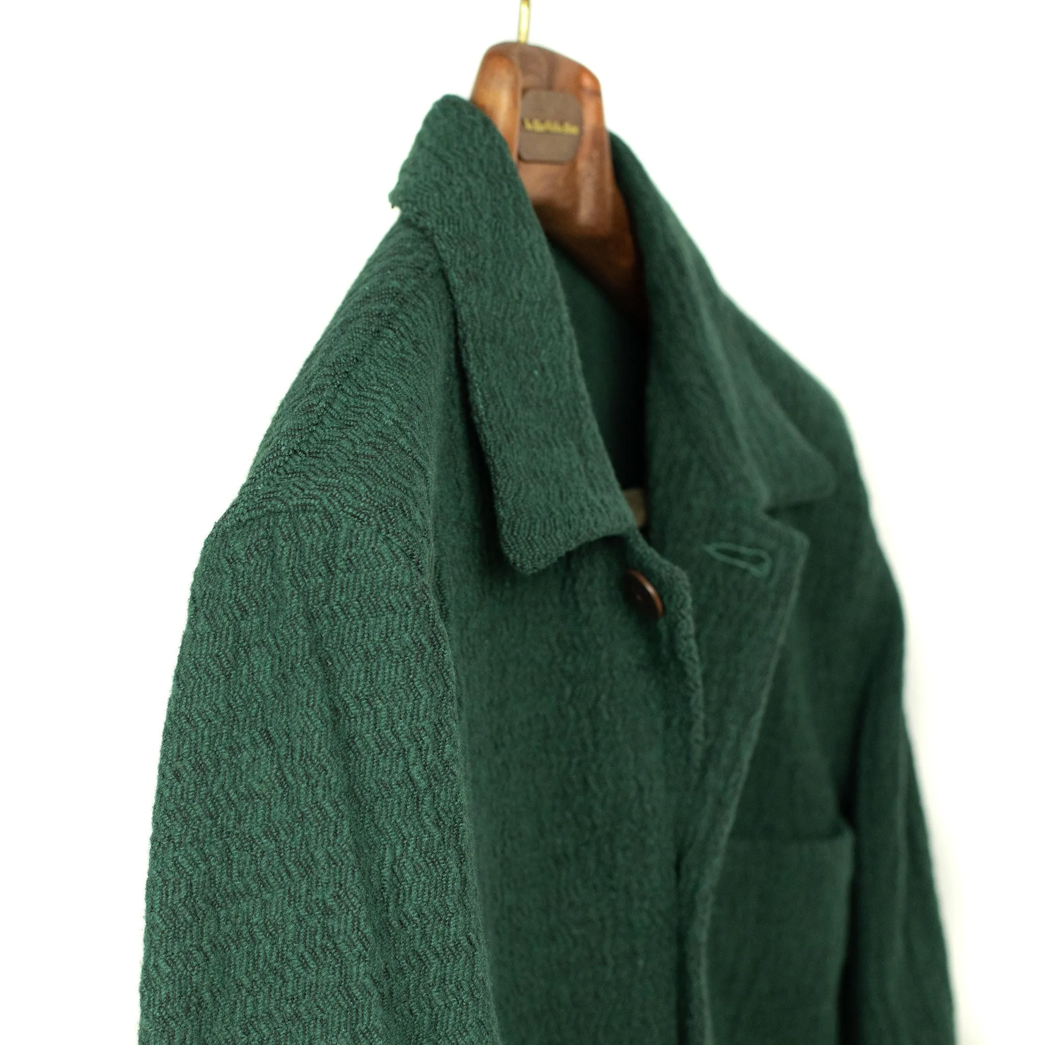 Labura Low Tide chore jacket in green cotton blend jacquard