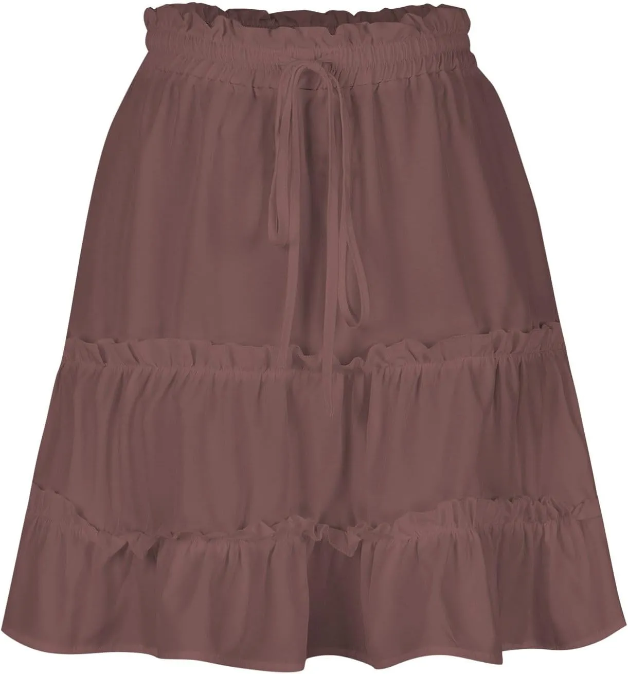 Lightweight Skirts for Women with Drawstring Layered Soft Flowy Swing High Waist Trendy Summer Beach Skirt