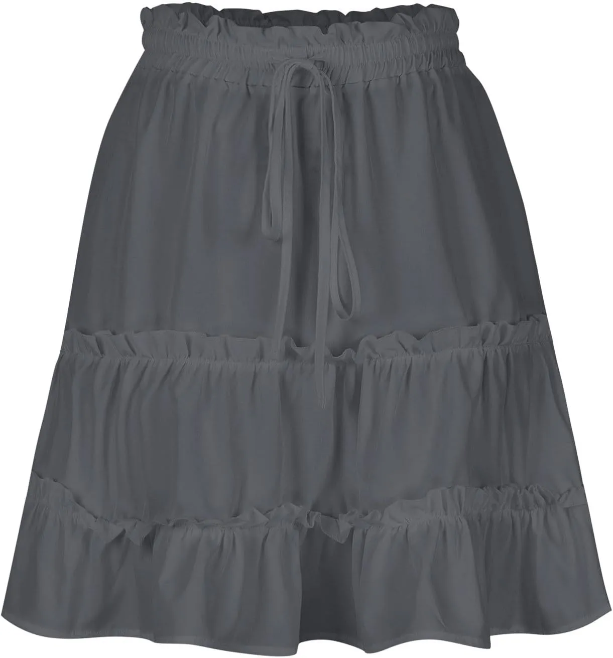 Lightweight Skirts for Women with Drawstring Layered Soft Flowy Swing High Waist Trendy Summer Beach Skirt