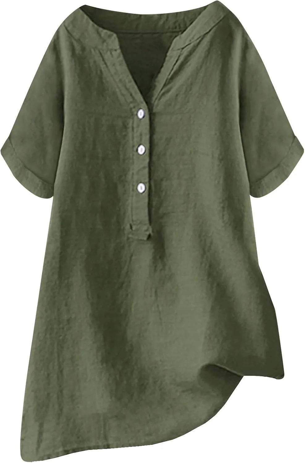 Linen Shirts for Women Linen Button Down Shirt Summer Short Sleeve Boho Plus Size Top Tunic Dressy Peasant Blouses