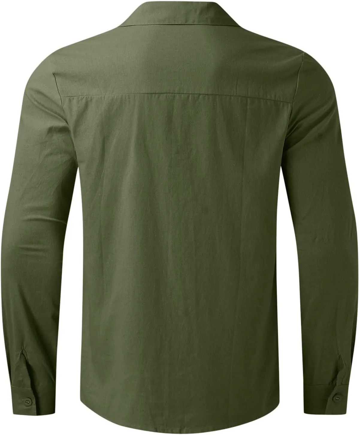 Mens Cotton Linen Hoodie Lightweight Long Sleeved Lapel Cotton Pocket Shirt Tops V Neck Button Down Hooded Shirt