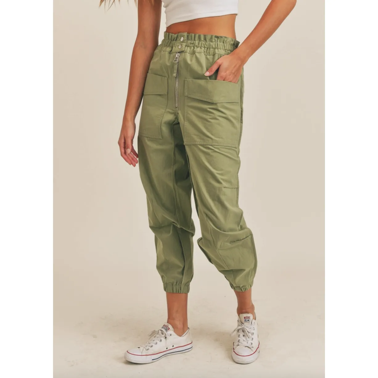 Olive Cotton Jogger Pants