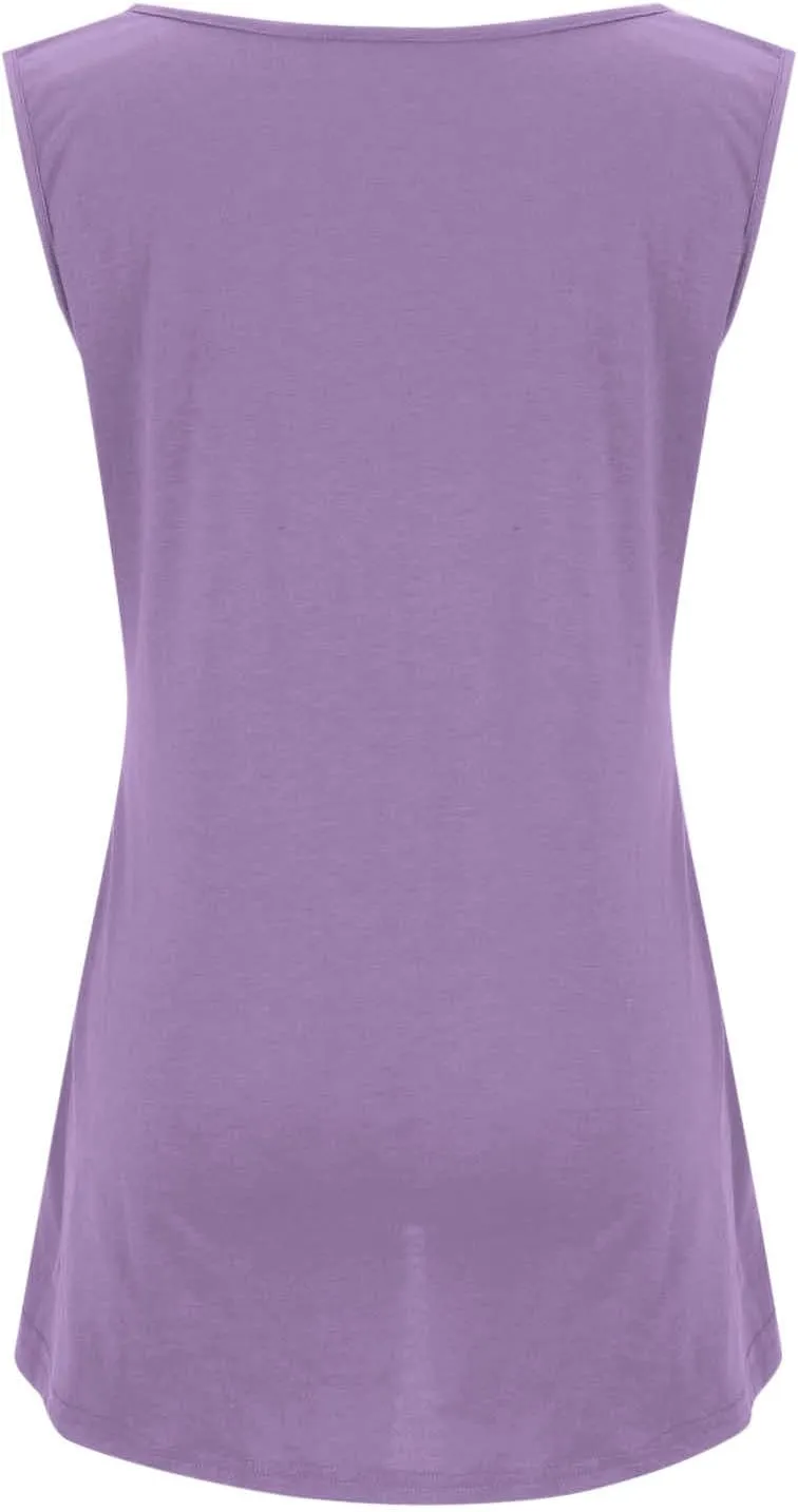 Plus Size Tank Tops for Women Summer Sleeveless Shirts Loose Fit Casual T-Shirt Scoop Neck Round Hem Tee Shirt