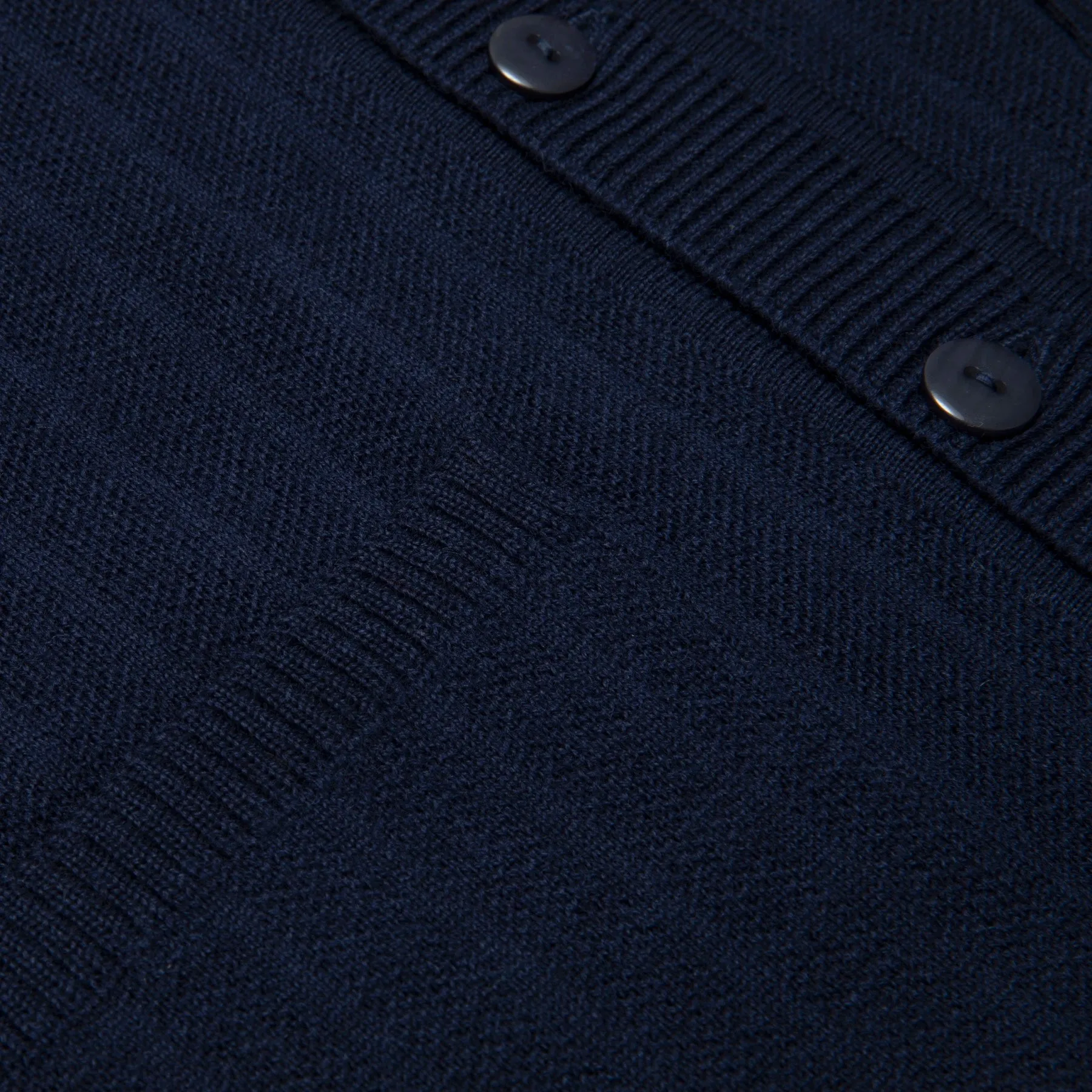 Precision Linked Worsted Wool Rib Knit V-Neck Cardigan