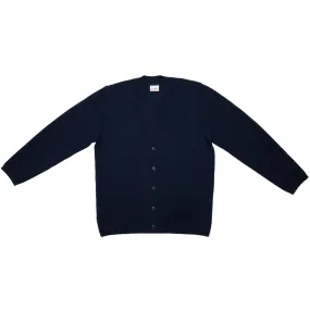 Precision Linked Worsted Wool Rib Knit V-Neck Cardigan
