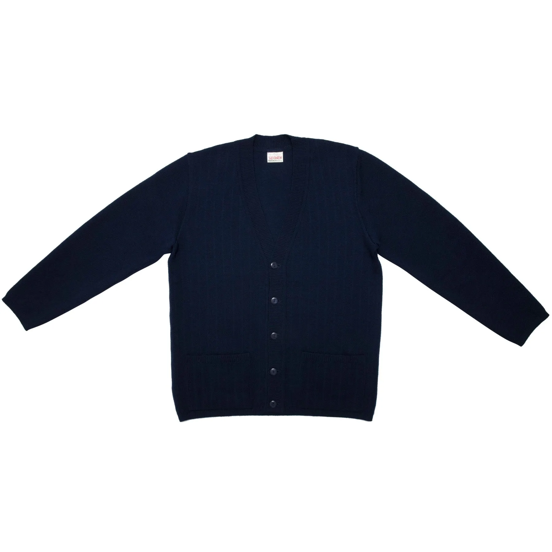 Precision Linked Worsted Wool Rib Knit V-Neck Cardigan
