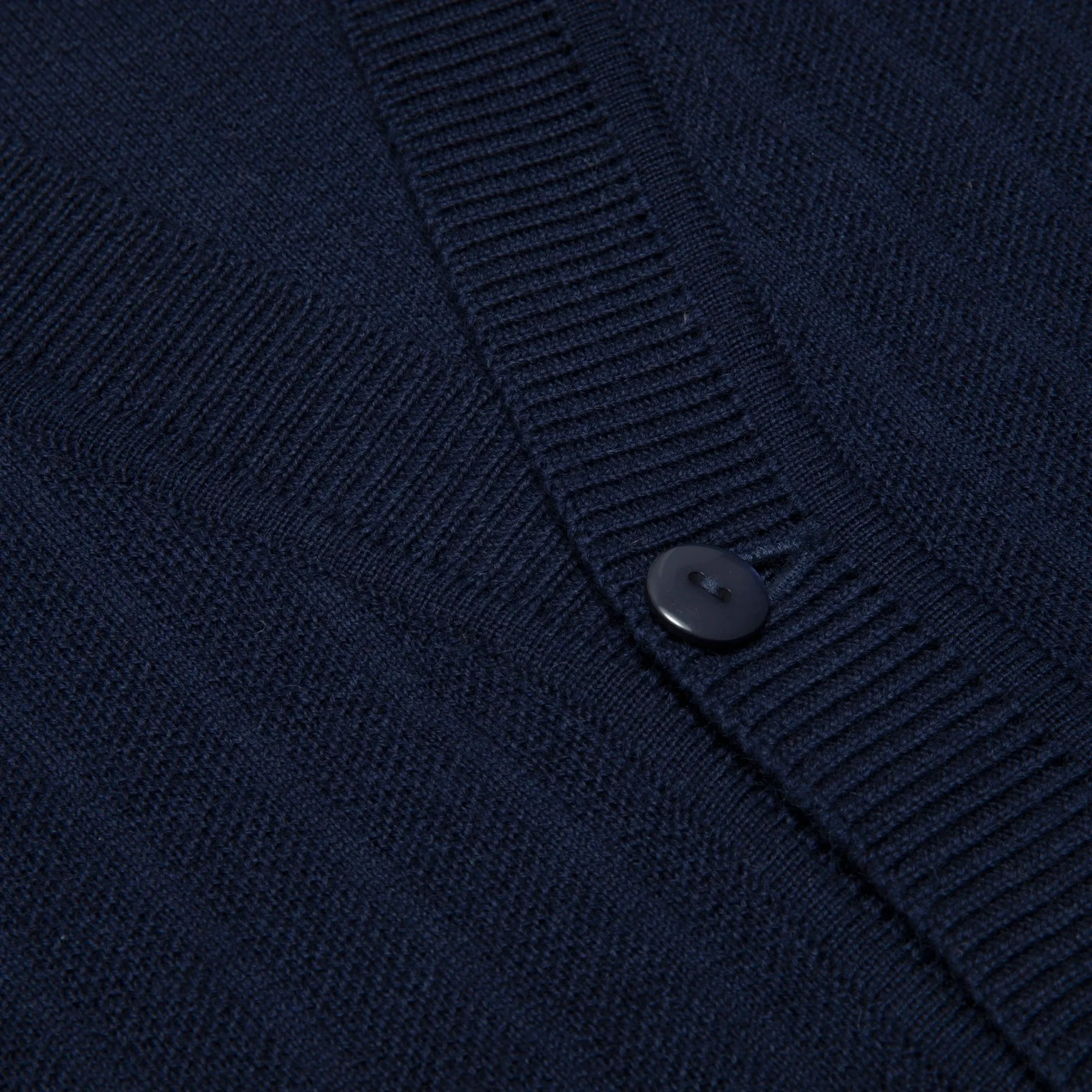 Precision Linked Worsted Wool Rib Knit V-Neck Cardigan