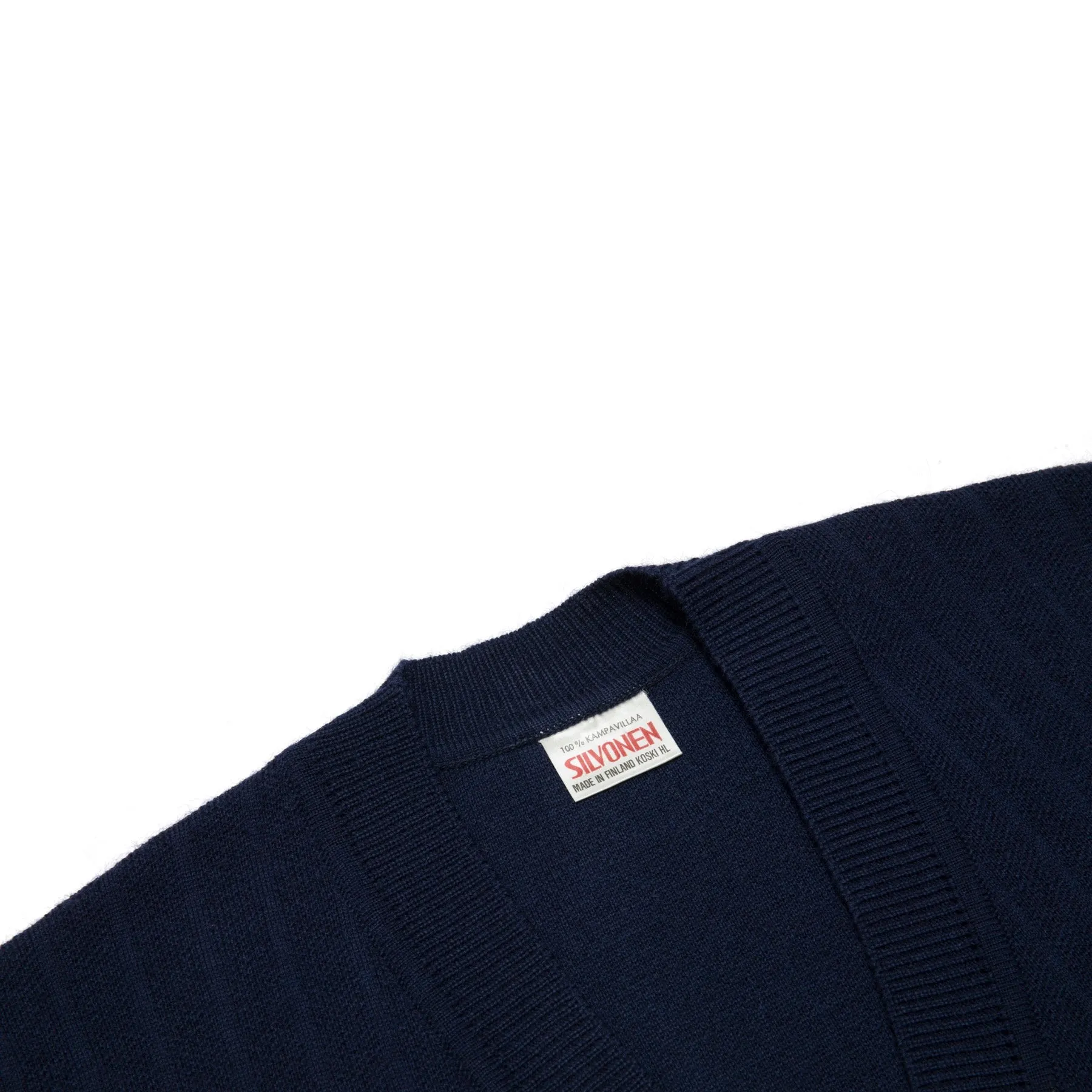 Precision Linked Worsted Wool Rib Knit V-Neck Cardigan