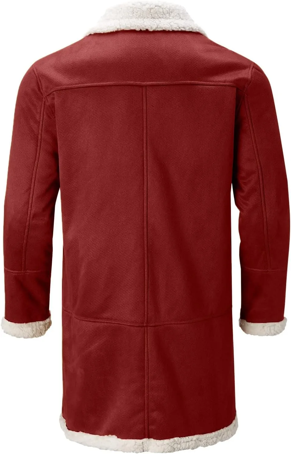 QWENTMTNTY Men's Faux Leather Winter Coats Suede Mid-Length Heavyweight Shearling Coat Big and Tall Thermal Sherpa Jacket