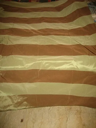 SILK TAFFETA FABRIC 54&quot; w ~Olive green &amp; Acorn brown stripes