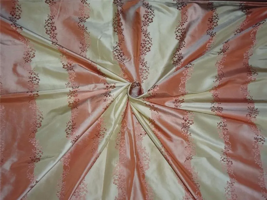 SILK TAFFETA JACQUARD~SALMON PINK X LIGHT GOLD TAF#SJ15[2]