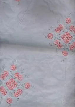 Silver Grey Silk taffeta embroidered
