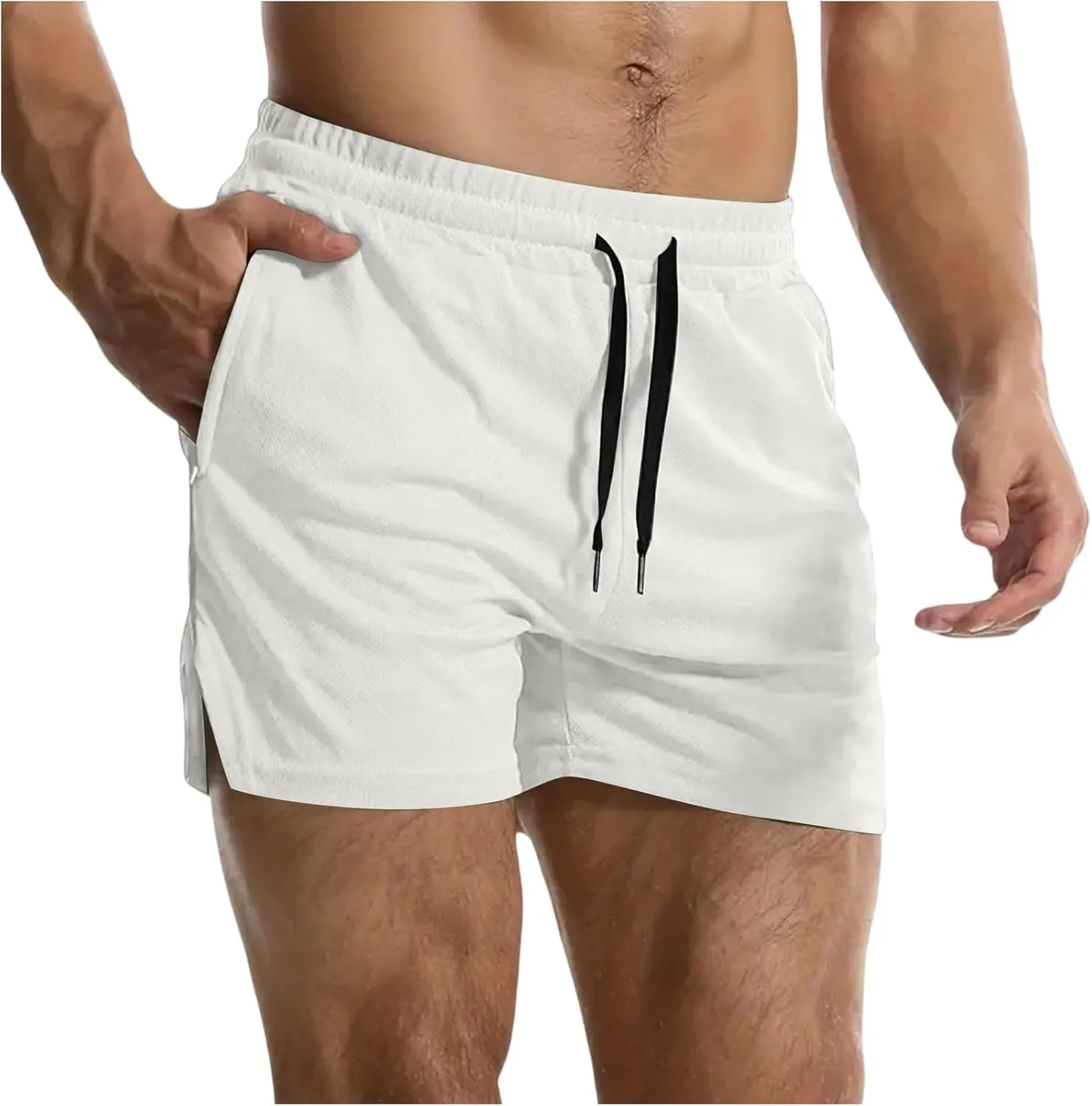 WENKOMG1 Mens Quick Dry Shorts Active Athletic Lightweight Breathable 3 Inch Running Jogging Workout Gym Shorts