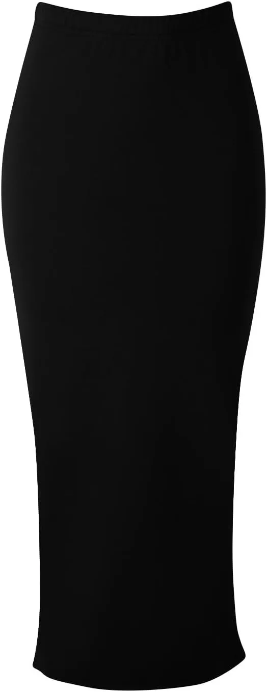Women's Casual Elastic High Waisted Split Bodycon Long Skirt Trendy Solid Color Sexy Business Wrap Pencil Maxi Skirts
