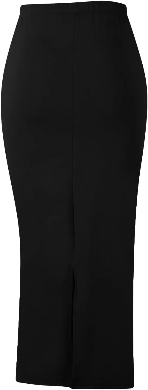 Women's Casual Elastic High Waisted Split Bodycon Long Skirt Trendy Solid Color Sexy Business Wrap Pencil Maxi Skirts
