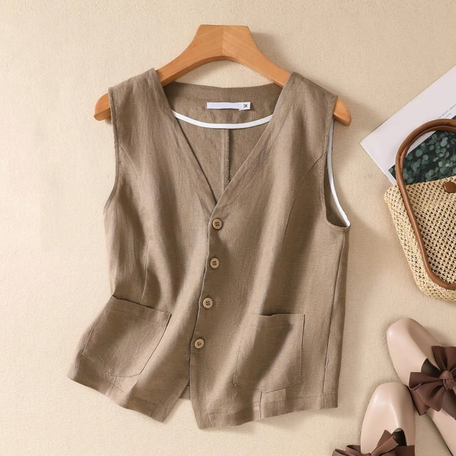 Women's Linen Shirts V-Neck Retro Blouses Bohemian Embroidery Oversized Tee Tops Long Sleeve Loose T Shirts