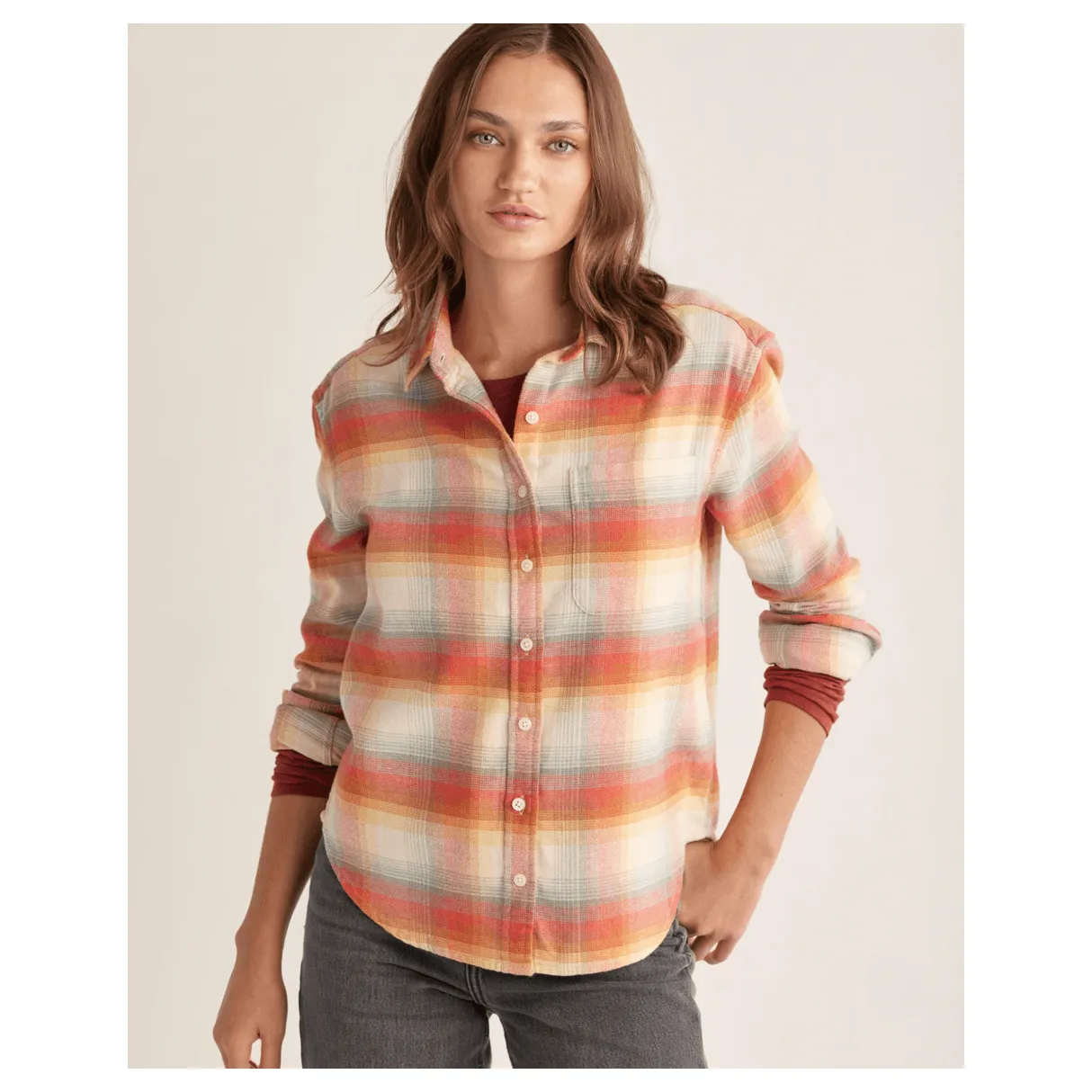 Women's Pendleton Plaid Boyfriend Double Brushed Flannel Shirt TM530-69906