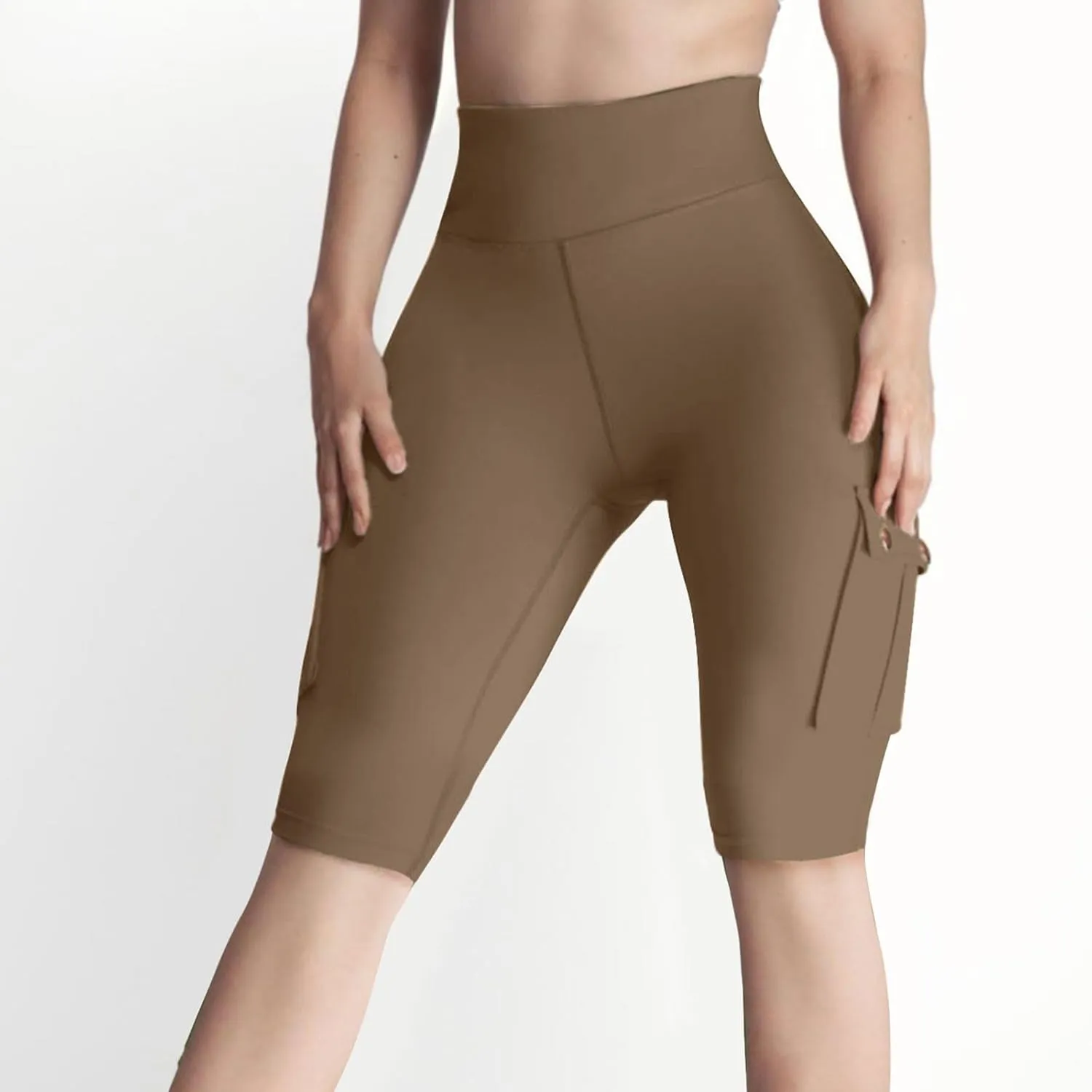Workout Shorts Women with Pockets High Waisted Tummy Control Cargo Shorts Butt Lift 4-Way Stretch Athletic Shorts